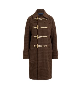 Polo Ralph Lauren Brown houndstooth wool duffle coat