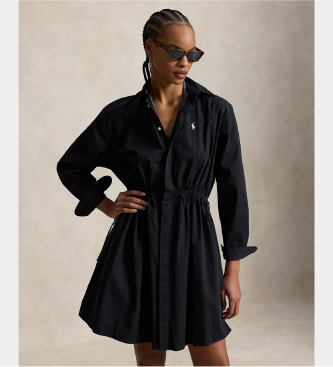 Polo Ralph Lauren Abito chemisier in cotone con cordoncino nero