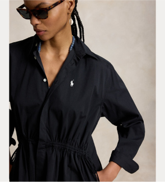 Polo Ralph Lauren Abito chemisier in cotone con cordoncino nero