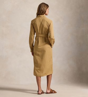 Polo Ralph Lauren Robe chemise en coton et lin beige