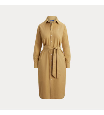 Polo Ralph Lauren Abito camicia beige in cotone e lino