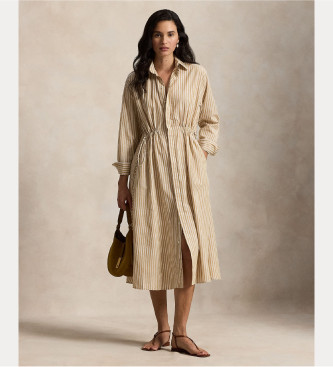 Polo Ralph Lauren Robe chemise en coton et lin beige