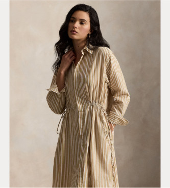 Polo Ralph Lauren Robe chemise en coton et lin beige