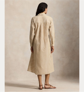 Polo Ralph Lauren Robe chemise en coton et lin beige