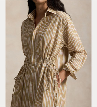 Polo Ralph Lauren Robe chemise en coton et lin beige