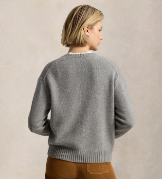 Polo Ralph Lauren Wollpullover mit Kaschmir und Polo Bear in Grau