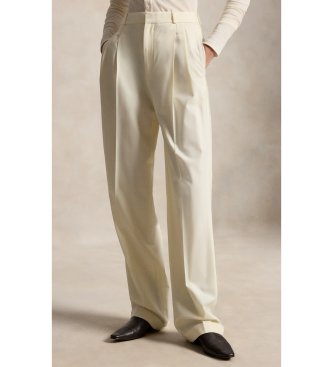 Polo Ralph Lauren Pantalon Bacall en mélange de laine beige