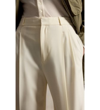 Polo Ralph Lauren Pantalon Bacall en mélange de laine beige