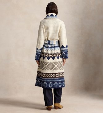 Polo Ralph Lauren Cappotto tipo cardigan di lana con grafica beige