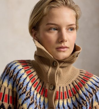 Polo Ralph Lauren Cardigan en laine et cachemire beige