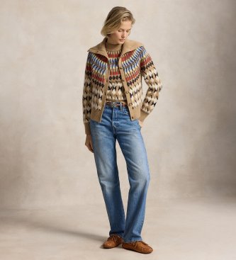 Polo Ralph Lauren Cardigan en laine et cachemire beige