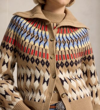 Polo Ralph Lauren Cardigan en laine et cachemire beige