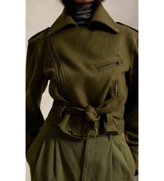Polo Ralph Lauren Grøn motorcykeljakke i uld