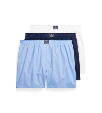 Polo Ralph Lauren Set di 3 boxer in cotone nei colori blu, blu navy e bianco