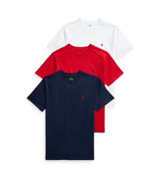 Polo Ralph Lauren Conjunto de 3 camisetas de malha de algodão marinho, vermelho, branco