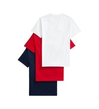 Polo Ralph Lauren Conjunto de 3 camisetas de malha de algodão marinho, vermelho, branco