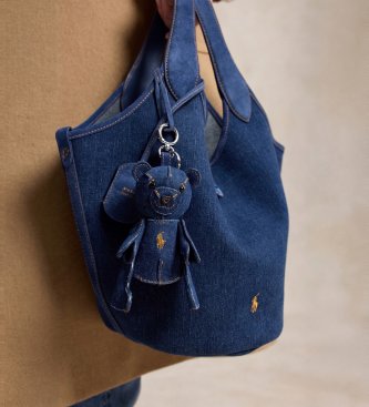 Polo Ralph Lauren Miçanga Polo Bear de denim para bolsa azul