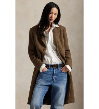 Polo Ralph Lauren Manteau en mélange de laine à chevrons marron
