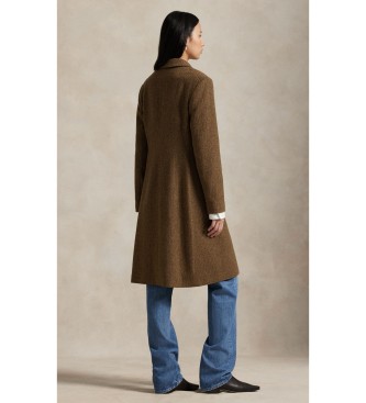 Polo Ralph Lauren Manteau en mélange de laine à chevrons marron
