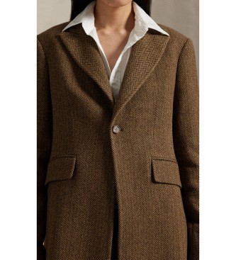 Polo Ralph Lauren Manteau en mélange de laine à chevrons marron