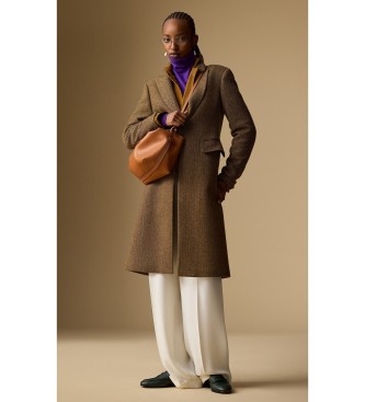Polo Ralph Lauren Manteau en mélange de laine à chevrons marron