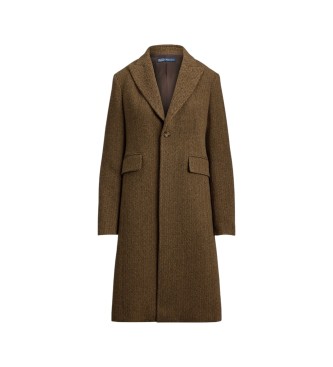 Polo Ralph Lauren Manteau en mélange de laine à chevrons marron