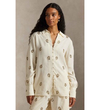 Polo Ralph Lauren Top avec motif cachemire perlé beige