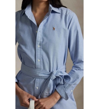 Polo Ralph Lauren Skjortekjole i bomuld med blåt bælte