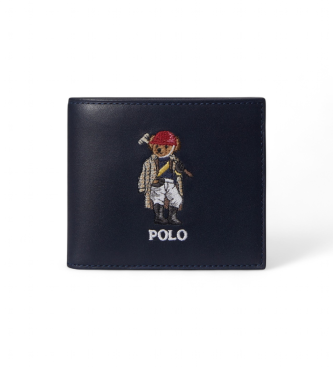 Polo Ralph Lauren Usnjena denarnica z mornarsko temno črto Bear Polo