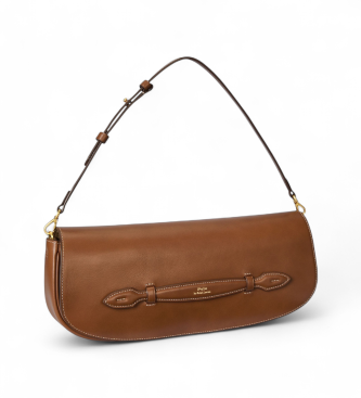 Polo Ralph Lauren Pochette Bellport in pelle con patta marrone