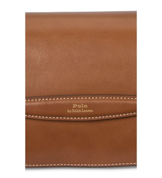 Polo Ralph Lauren Pochette Bellport in pelle con patta marrone