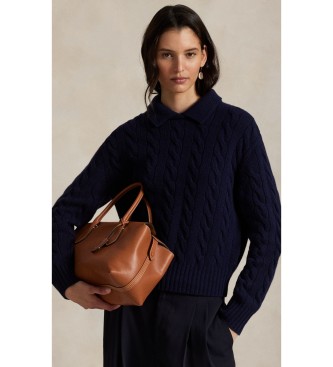 Polo Ralph Lauren Borsa satchel Bellport in pelle marrone