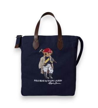 Polo Ralph Lauren Borsa tote in tela con orso Polo blu navy