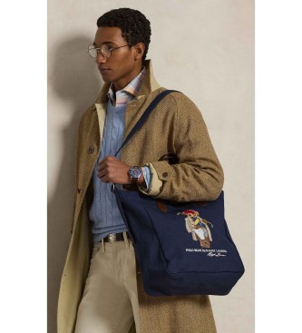 Polo Ralph Lauren Borsa tote in tela con orso Polo blu navy