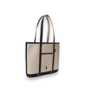 Polo Ralph Lauren Beige cotton canvas shopper tote bag