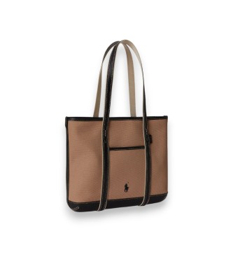 Polo Ralph Lauren Brown cotton canvas shopper tote bag