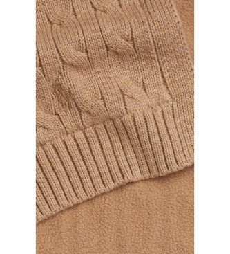 Polo Ralph Lauren Brown cable knit cotton scarf