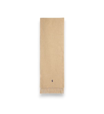 Polo Ralph Lauren Beige wool scarf with fringes