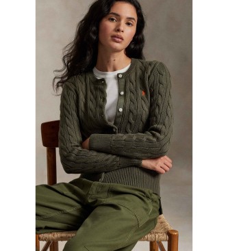 Polo Ralph Lauren Cardigan en coton à torsades vert
