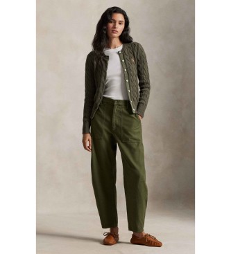 Polo Ralph Lauren Cardigan en coton à torsades vert