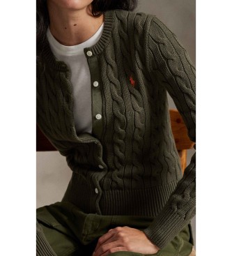Polo Ralph Lauren Cardigan en coton à torsades vert