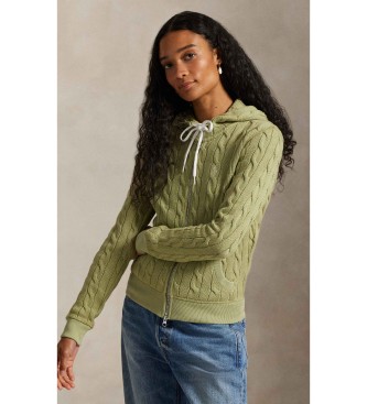 Polo Ralph Lauren Moletom com capuz em malha de tranças verde