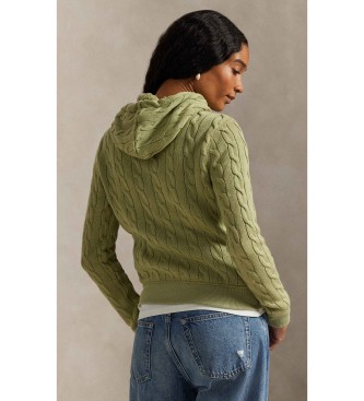 Polo Ralph Lauren Moletom com capuz em malha de tranças verde
