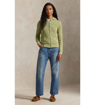 Polo Ralph Lauren Moletom com capuz em malha de tranças verde
