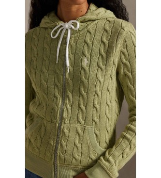 Polo Ralph Lauren Moletom com capuz em malha de tranças verde