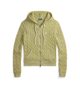 Polo Ralph Lauren Moletom com capuz em malha de tranças verde