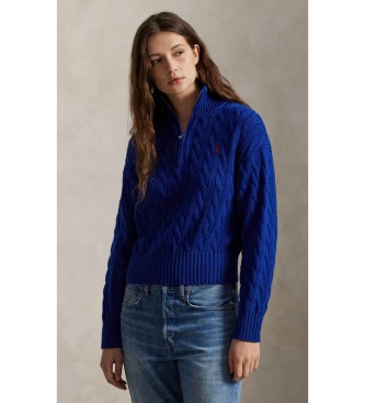 Polo Ralph Lauren Maglione in cotone a maglia a otto, blu