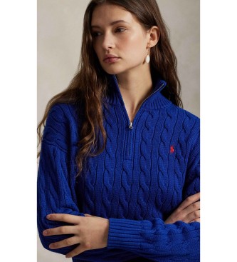 Polo Ralph Lauren Maglione in cotone a maglia a otto, blu