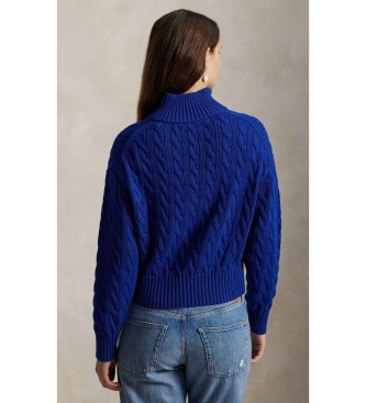 Polo Ralph Lauren Maglione in cotone a maglia a otto, blu