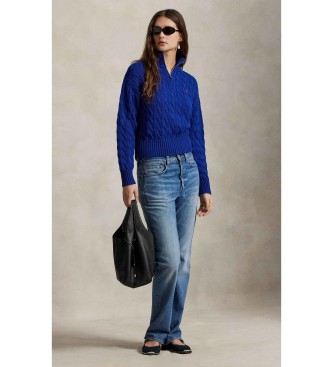 Polo Ralph Lauren Maglione in cotone a maglia a otto, blu